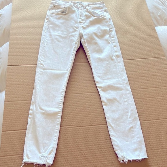 AGOLDE ankle skinny distressed jeans, white, size 26 - Picture 3 of 12